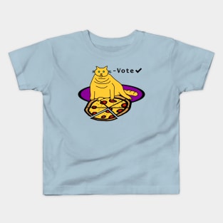 Chonk Cat with Pizza says Vote Kids T-Shirt